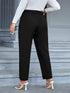 Plus Size Black Knitted Casual Trousers