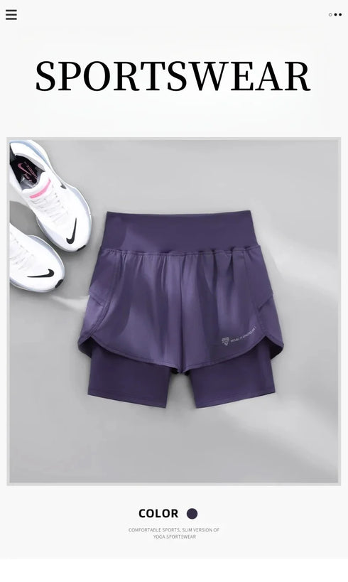 High Waist 2 in 1 Yoga Shorts for Women