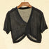 Lightweight Black V-Neck Cropped Cardigan for Women