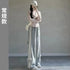 Plus Size Y2K Wide Leg Pants with Bow Tie Detail