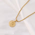 316L Stainless Steel Carved Queen Coin Pendant Necklace
