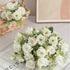 30cm White Silk Peony Bouquet with 5 Large Heads