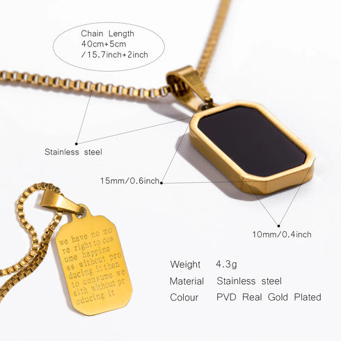 Classic Square Pendant Necklace in Gold