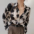 Spring Cow Print Button-Up Blouse for Women