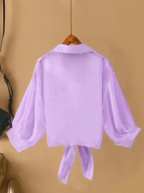 Plus Size Women Shirt 2025 New Loose Casual Skin-friendly Elegant Clothing Lightweight Long Sleeved Collared Top Fashion Blouse