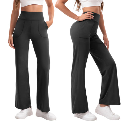 Women's High Waist Flared Yoga Pants with Pockets