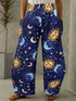 Abstract Star and Moon Print Wide-Leg Pants