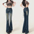 Women's Blue Flare Jeans - Vintage 2000s Style
