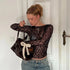 Dulzura Long Sleeves See Through Lace Crop Top For Women