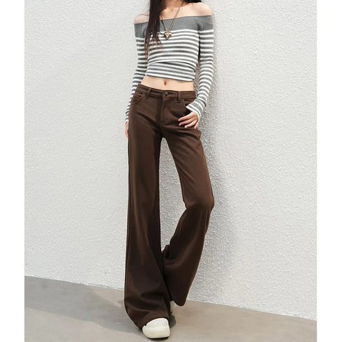 Women's High Waist Wide Leg Denim Trousers