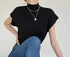 Solid Stand-up Collar Knitted Blouse Vest