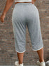 Plus Size Stretchy Three Quarter Pants with Pockets