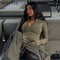 Y2K Long Sleeve Zip Crop Top for Women