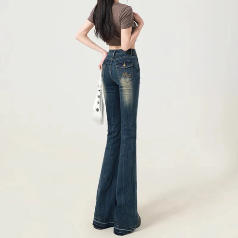 Women's Blue Flare Jeans - Vintage 2000s Style