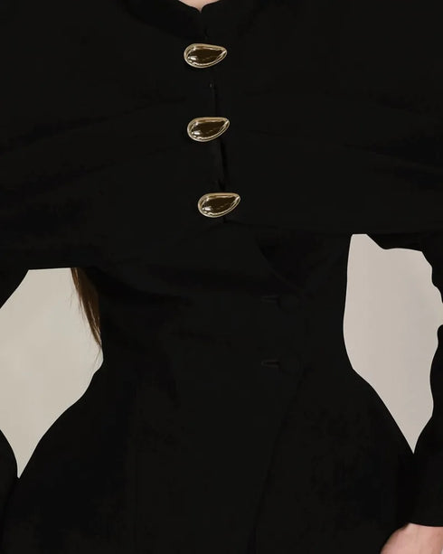 Elegant Black Blazer with Gold Buttons
