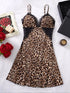 Leopard Print Lace Tie-Up Camisole Nightgown