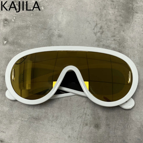 Oversized Wave Mask One-Piece Sunglasses for Women