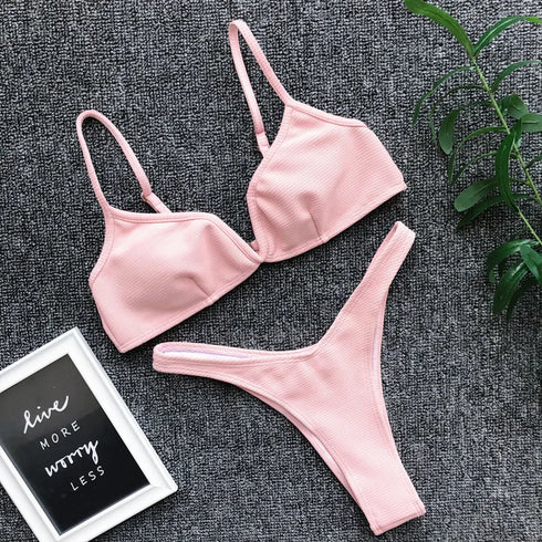 Women's V-Neck Push Up Bikini Set