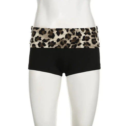Leopard Print Low Waist Slim Booty Shorts for Women