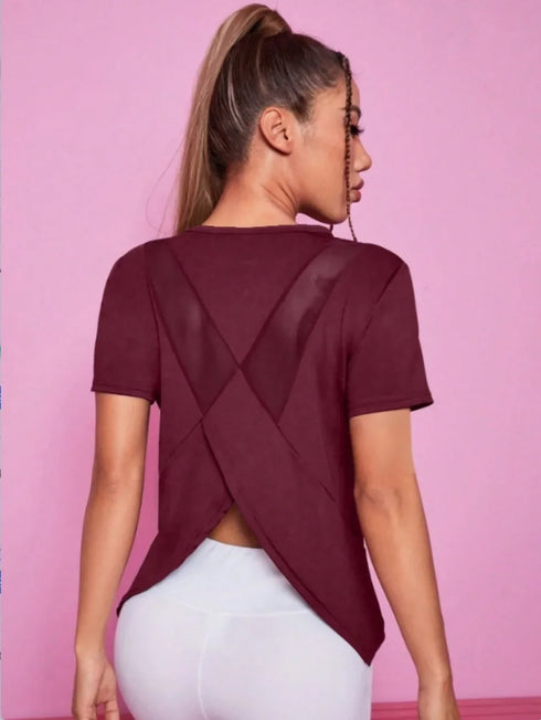 Women's Loose Fit Yoga Top with Mesh Back