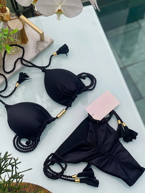 Solid Bandage Bikini Set for Women