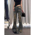 High Waist Cargo Jeans with Bell Bottom Detail