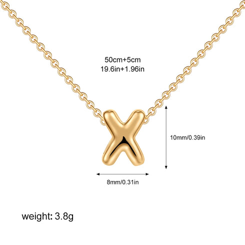 3D Bubble Initial A-Z Mini Necklace - Gold Plated