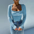 Long Sleeve Bodycon Bodysuit with Square Neck