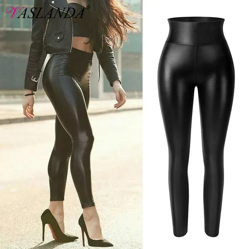 Vaslanda High Waisted PU Leather Leggings