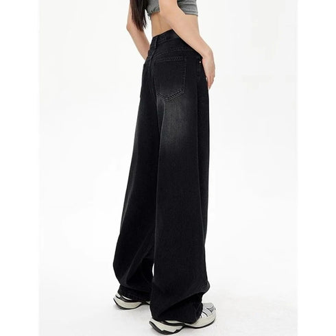 High Waist Flare Jeans in Black and Grey