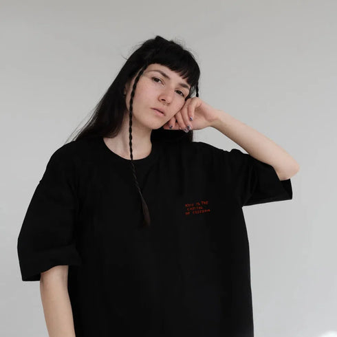 Women’s Summer Freedom Print Tee – Stylish Cotton Drop Sleeve T-Shirt Featuring Kyiv as the Capital of Freedom