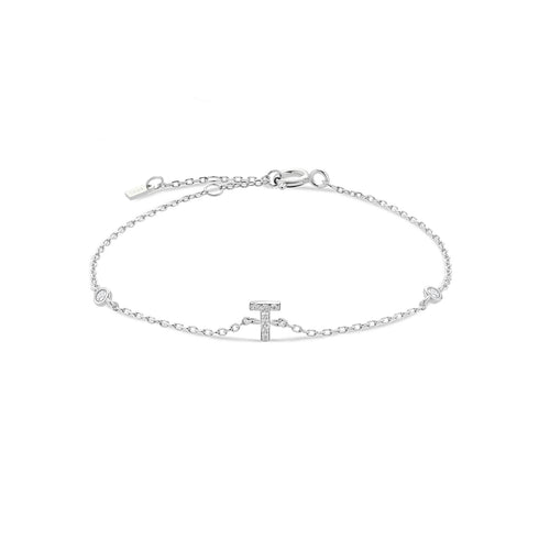 Personalised 925 Sterling Silver Initial Charm Bracelet