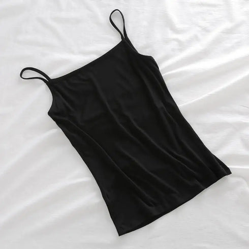Summer Camisoles Tank Tops Women With Built In Bra Sleeveless Casual Cropped Solid Color Tees