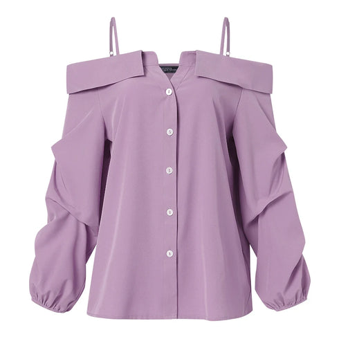 ZANZEA Off Shoulder Pleated Blouse for Women