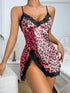 Lace Trim Leopard Print Backless Nightdress