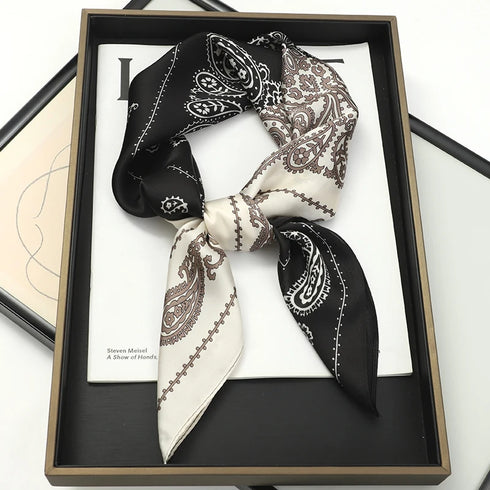 70x70cm Silk Satin Square Scarf with Print