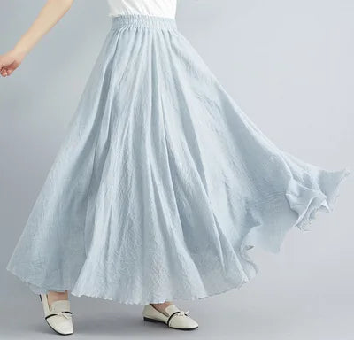 Fashion Clothes Women Clothing Skirts Vintage Y2k Elegant Bohemian Cotton Linen Long Skirt Casual Style