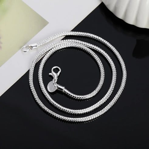 925 Sterling Silver Solid Snake Chain Necklace 40-75cm