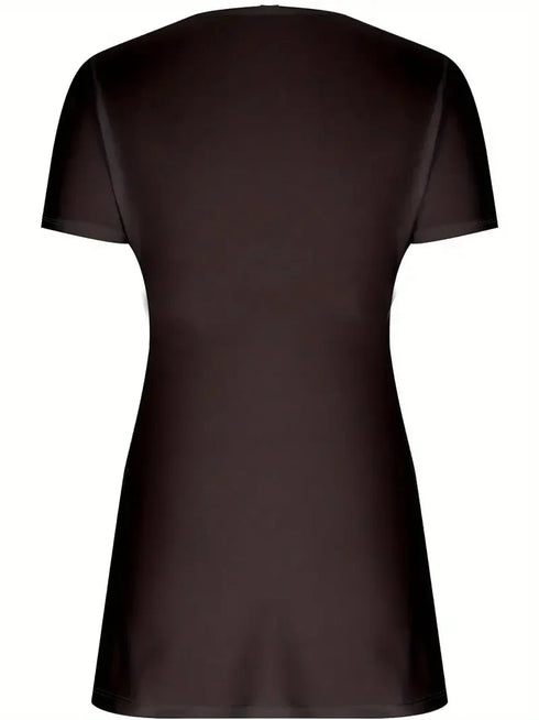 Women Plus Size 1XL-5XL V-Neck Shirt Flattering Short Sleeves Fashionable Twist Detail Premium Casual Wear for Women