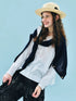 Imakokoni Autumn Loose Cotton T-Shirt with Lace Collar