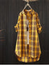 Plus Size Korean Style Plaid Long Sleeve Blouse