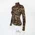 Women's Long-Sleeved Leopard Print Turtleneck Top