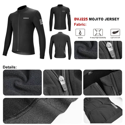 DAREVIE Men's Thermal Fleece Cycling Jersey - Long Sleeve