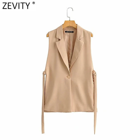 Chic Vintage Women's Sleeveless One-Button Waistcoat