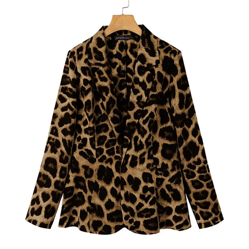 ZANZEA Leopard Print Lightweight Blazer for Women
