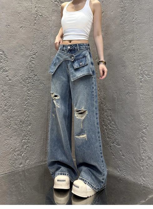 Chic Wide Leg Denim Jeans for Women
