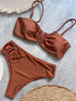 Push Up Bandeau Bikini Set in Olive Green
