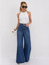 High Waist Wide Leg Denim Trousers for Women