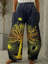 Abstract Star and Moon Print Wide-Leg Pants