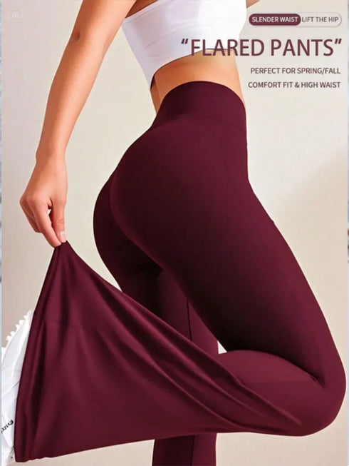 High Waist Flared Yoga Pants in Black